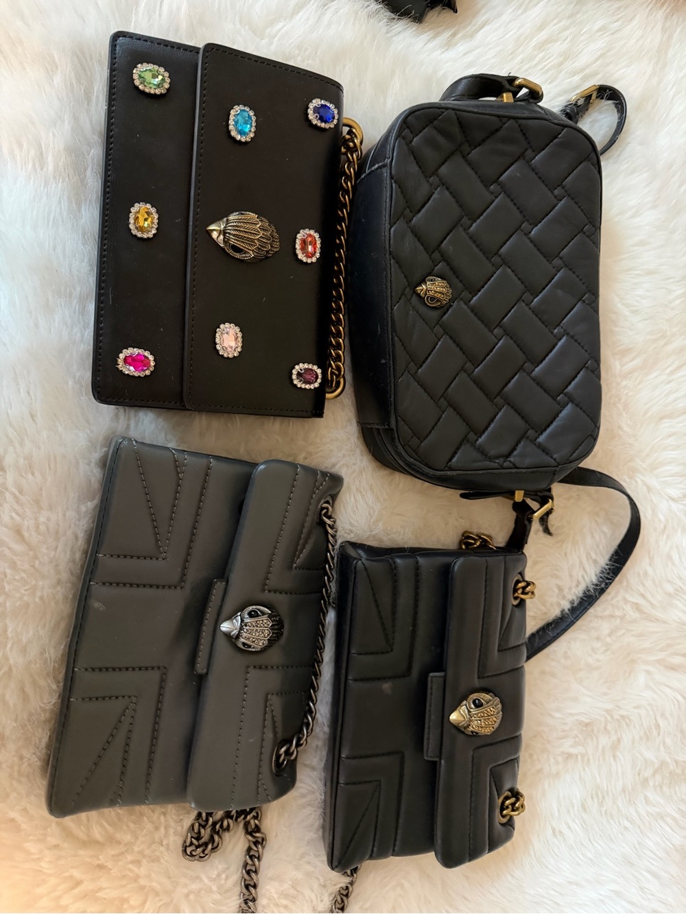 Black Quilted & Embellished Women's Crossbody Bag Set